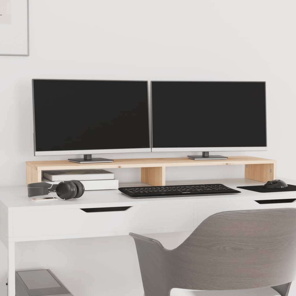 Vidaxl monitorstandaard 100x27x10 cm massief groenhout