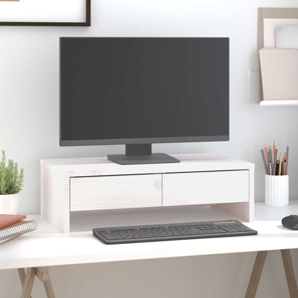 Vidaxl monitorstandaard 50x27x15 cm massief groenhout wit