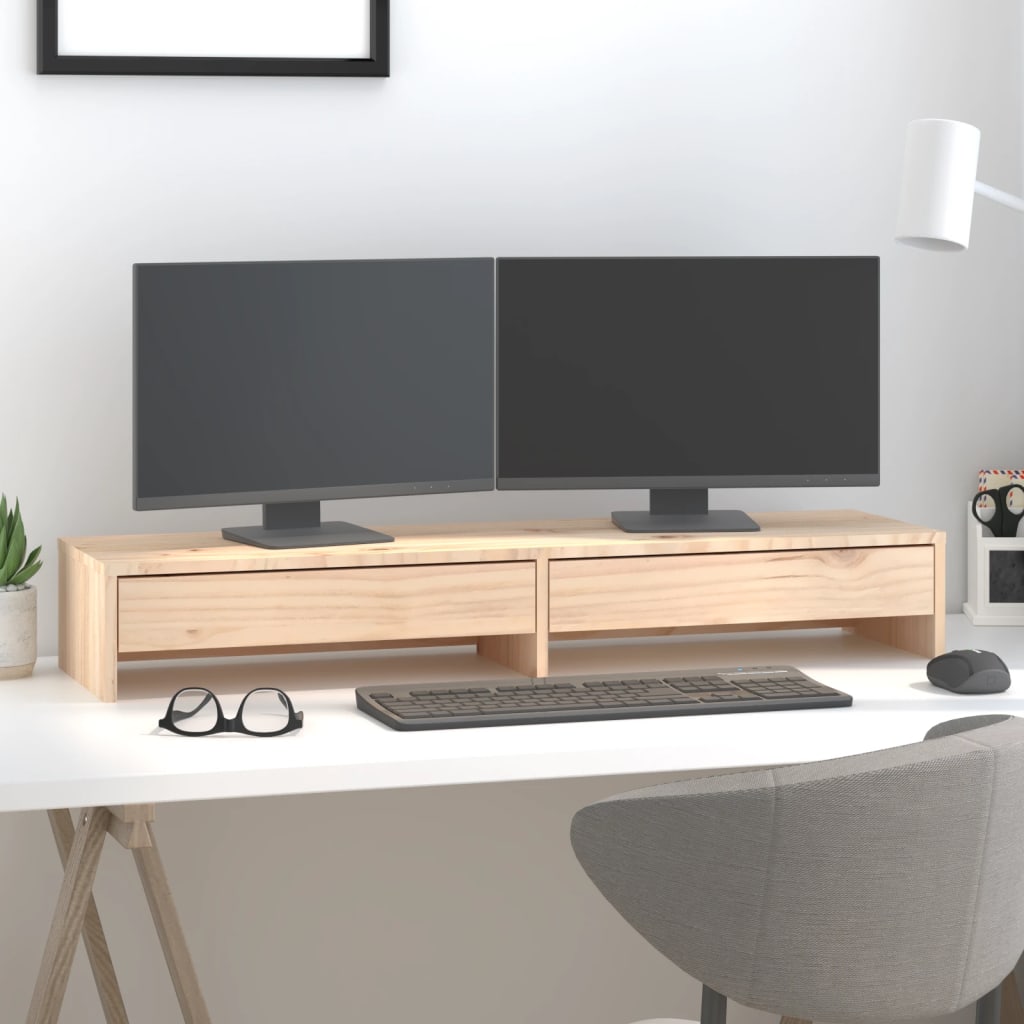 Vidaxl monitorstandaard 100x27x15 cm massief groenhout