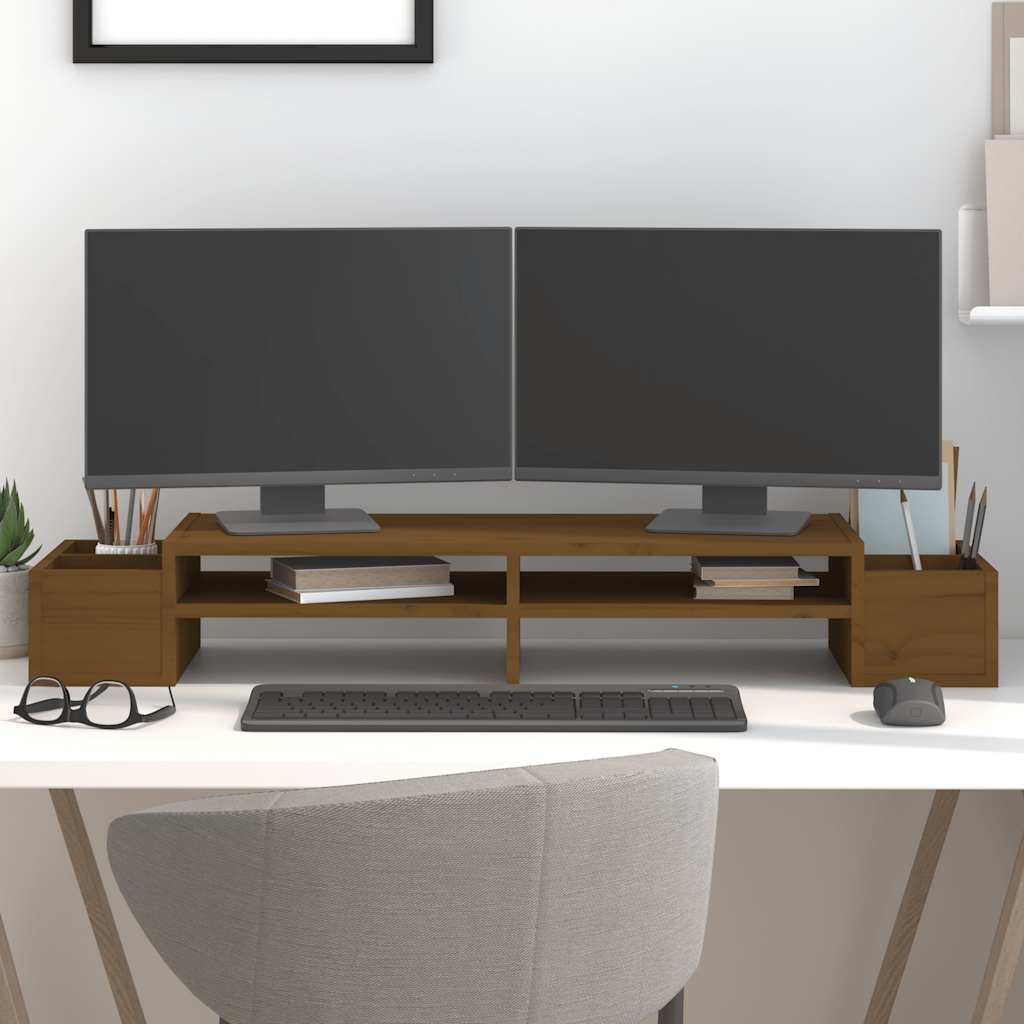 Vidaxl monitorstandaard 100x27,5x15 cm massief groenhout honingbruin