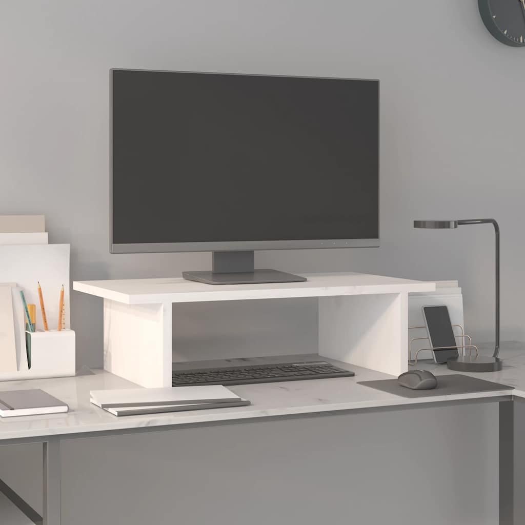 Vidaxl monitorstandaard 50x27x15 cm massief groenhout wit