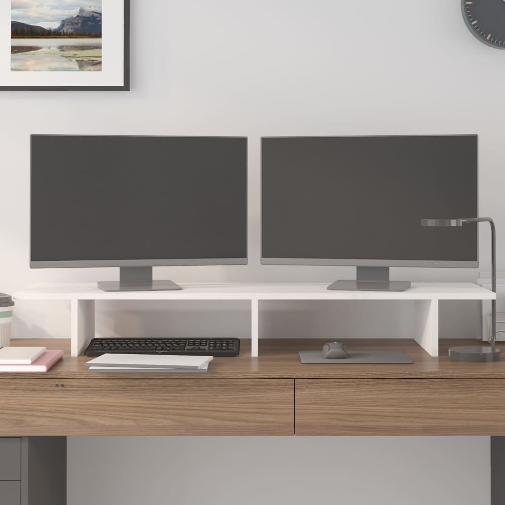 Vidaxl monitorstandaard 100x27x15 cm massief groenhout wit