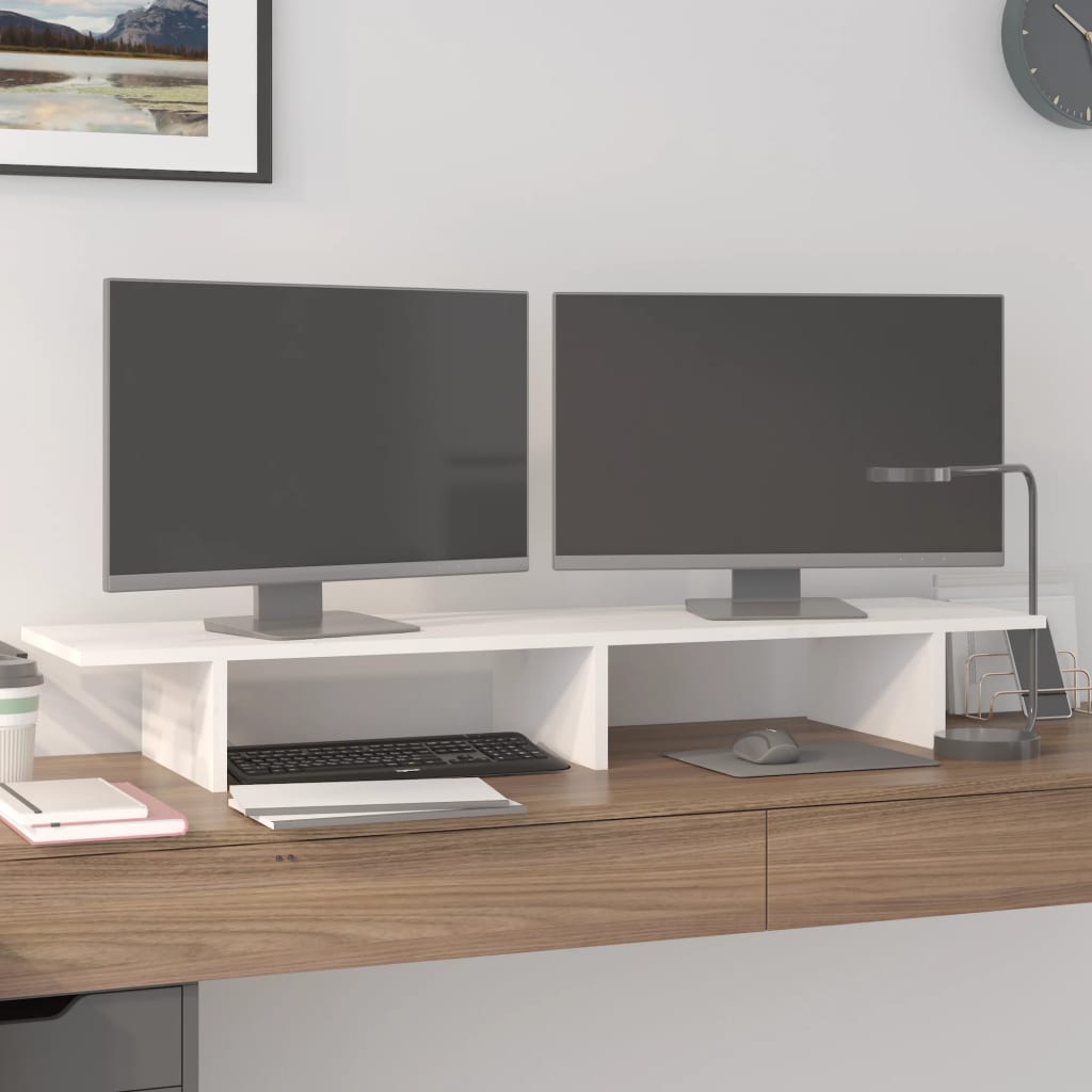 Vidaxl monitorstandaard 100x27x15 cm massief groenhout wit