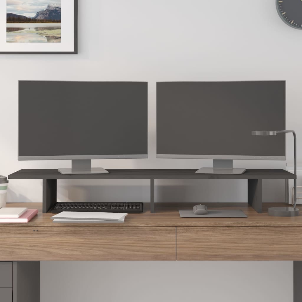 Vidaxl monitorstandaard 100x27x15 cm massief groenenhout grijs