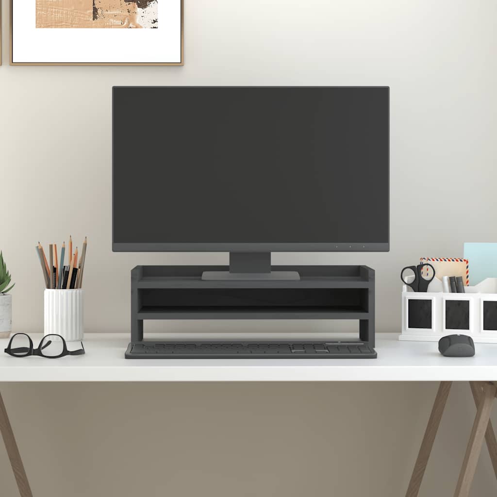 Vidaxl monitorstandaard 50x24x16 cm massief groenenhout grijs