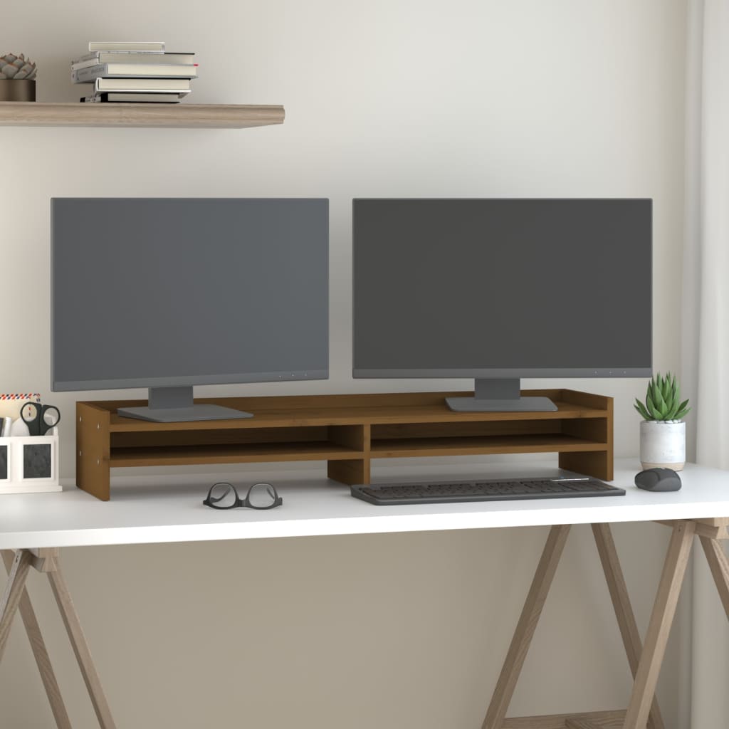 Vidaxl monitorstandaard 100x24x16 cm massief groenhout honingbruin