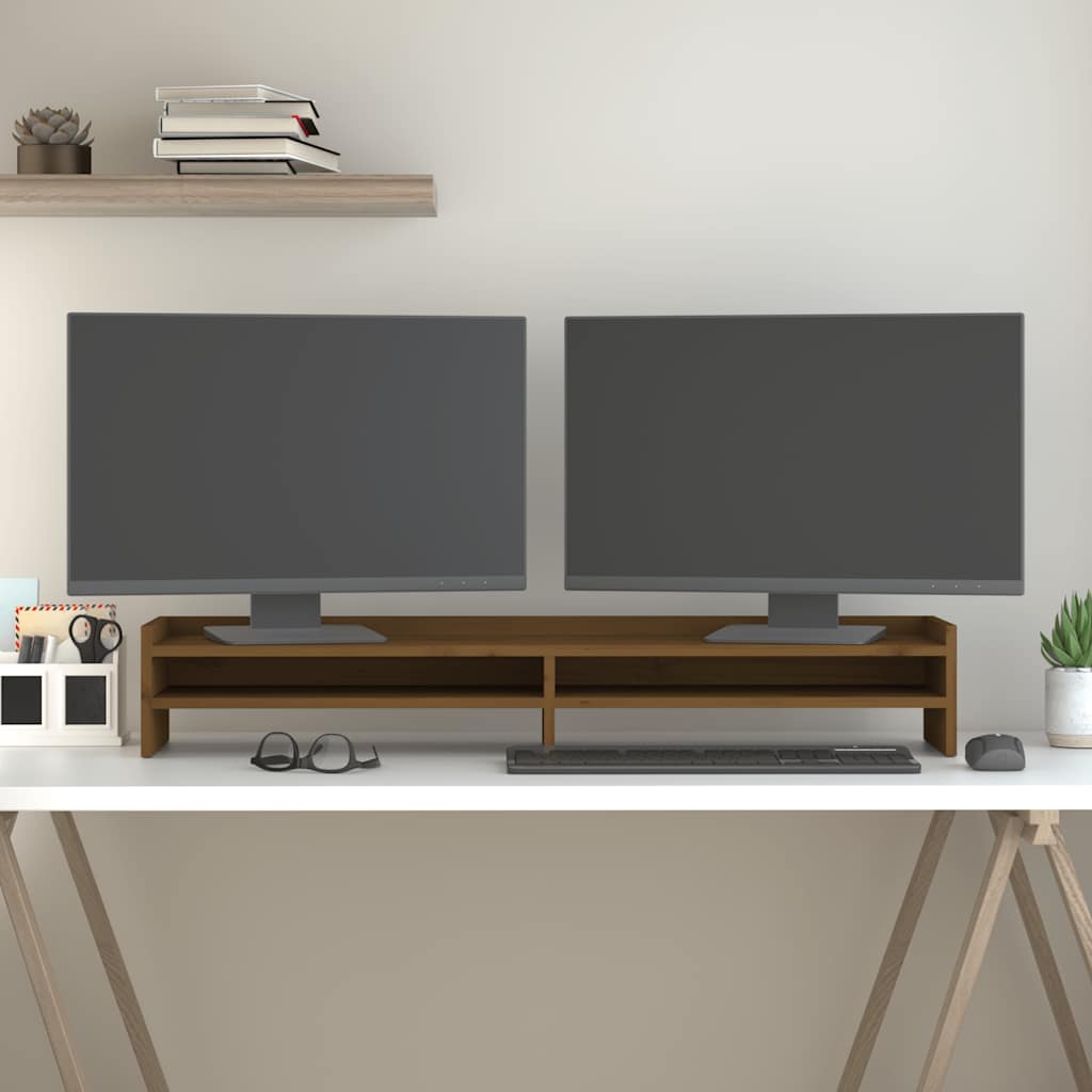 Vidaxl monitorstandaard 100x24x16 cm massief groenhout honingbruin