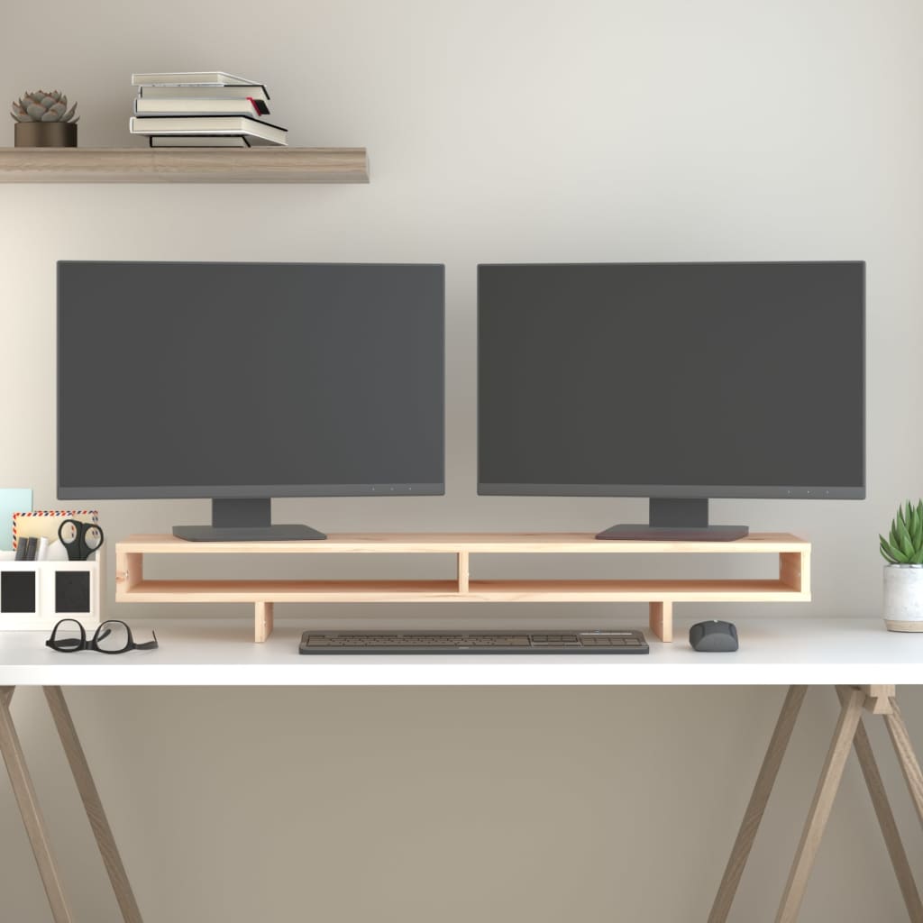 Vidaxl monitorstandaard 100x27x14 cm massief groenhout