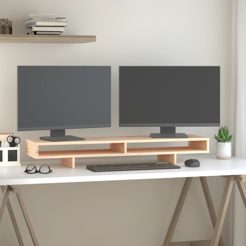Vidaxl monitorstandaard 100x27x14 cm massief groenhout