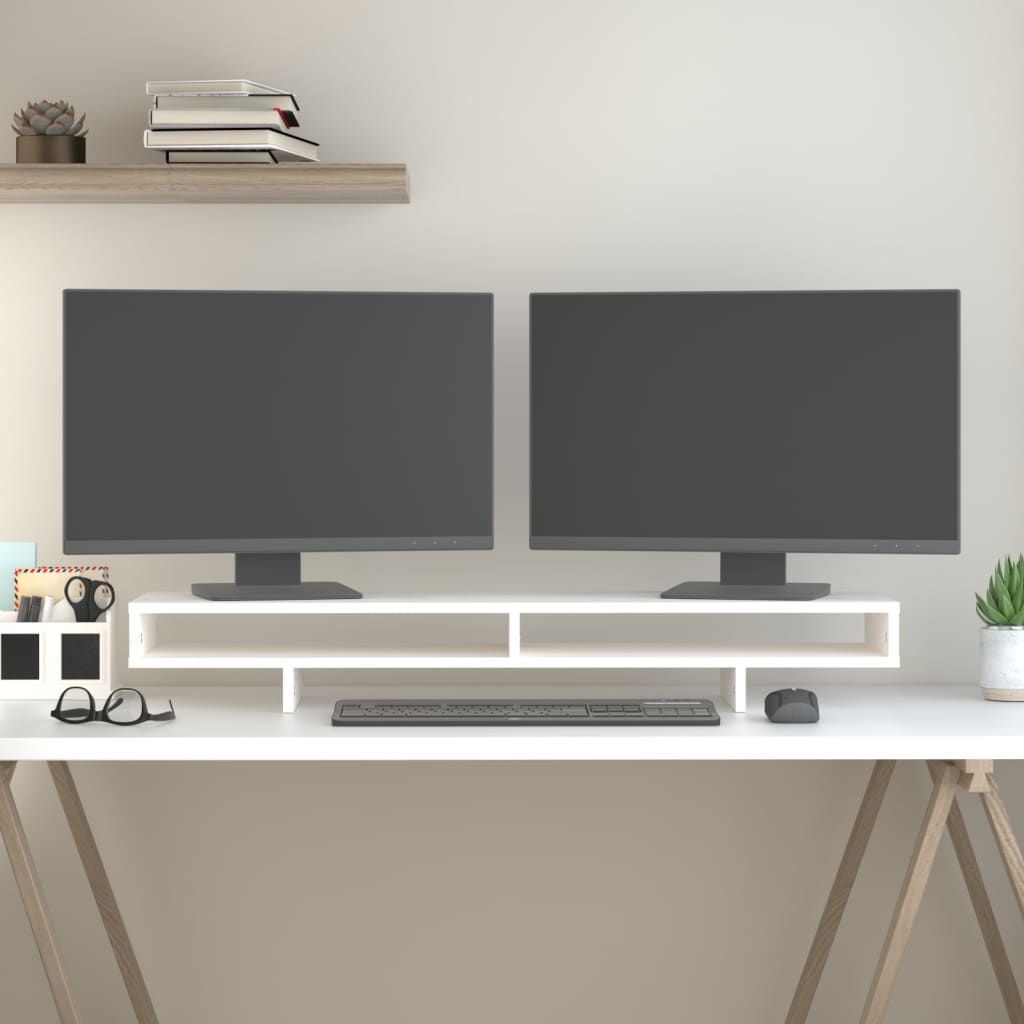 Vidaxl monitorstandaard 100x27x14 cm massief groenenhout wit