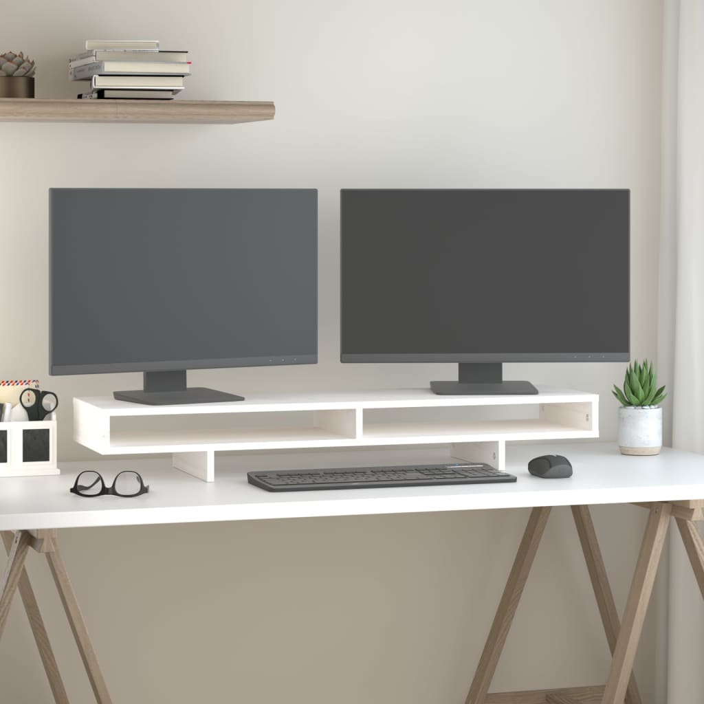 Vidaxl monitorstandaard 100x27x14 cm massief groenenhout wit