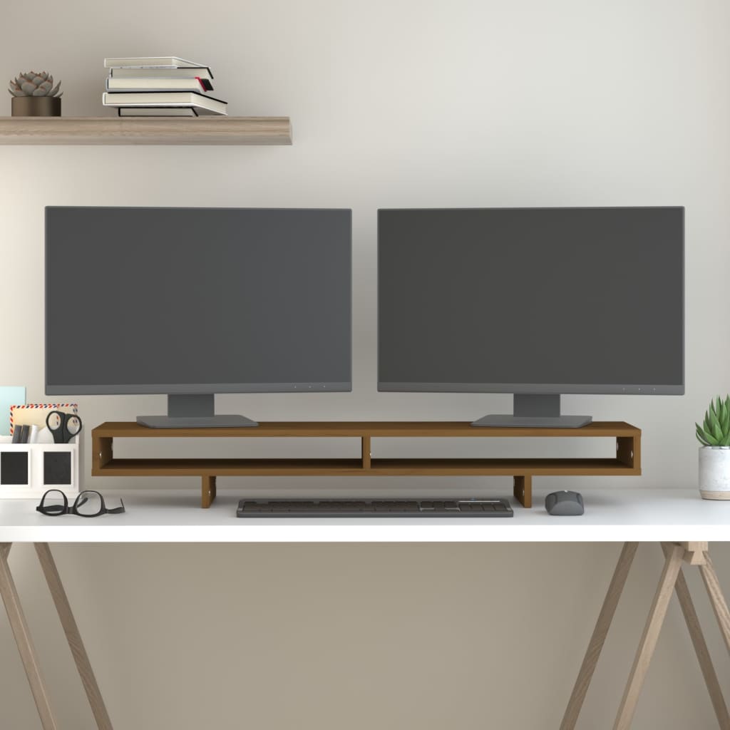 Vidaxl monitorstandaard 100x27x14 cm massief groenhout honingbruin