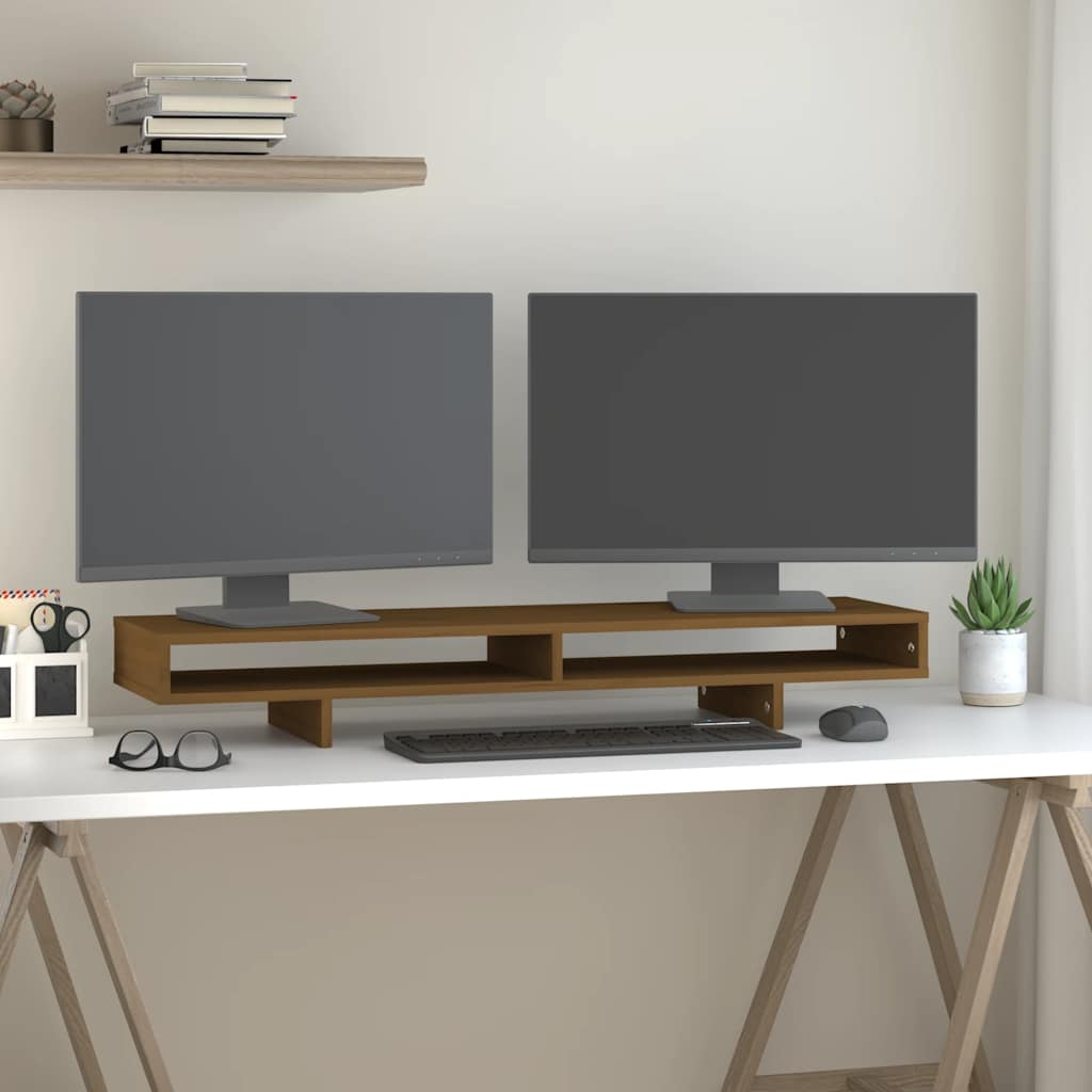 Vidaxl monitorstandaard 100x27x14 cm massief groenhout honingbruin