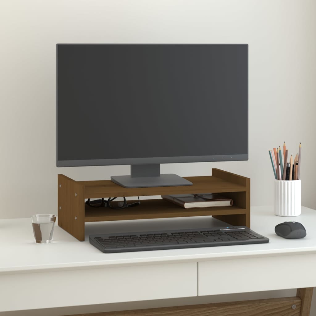 Vidaxl monitorstandaard 50x27x15 cm massief groenhout honingbruin