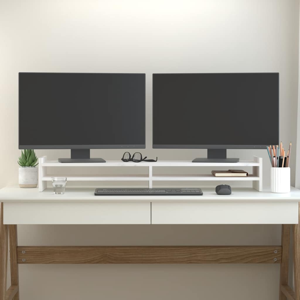 Vidaxl monitorstandaard 100x27x15 cm massief groenhout wit