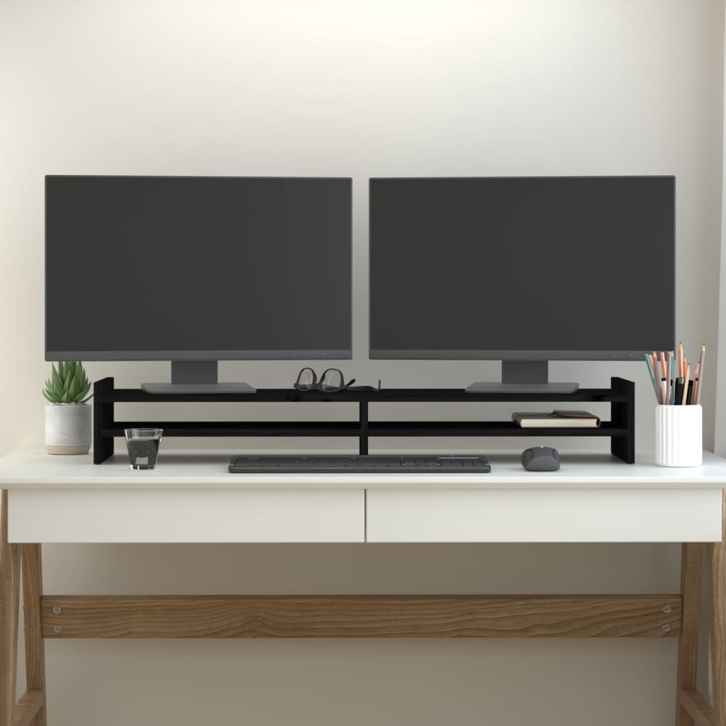 VidaXL Monitorstandaard 100x27x15 cm massief groenenhout zwart