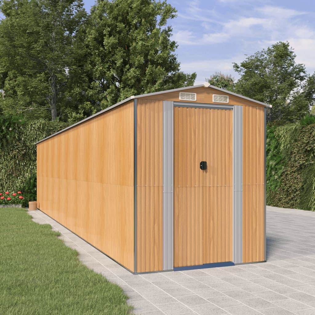 VidaXL Tuinschuur 192x855x223 cm gegalvaniseerd staal lichtbruin