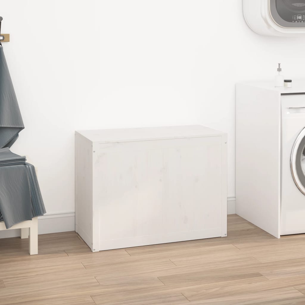 Vidaxl wasmand 88,5x44x66 cm massief groenhout wit