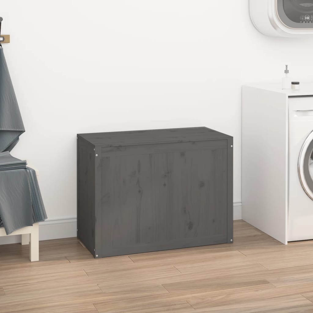 Vidaxl wasmand 88,5x44x66 cm massief groenenhout grijs