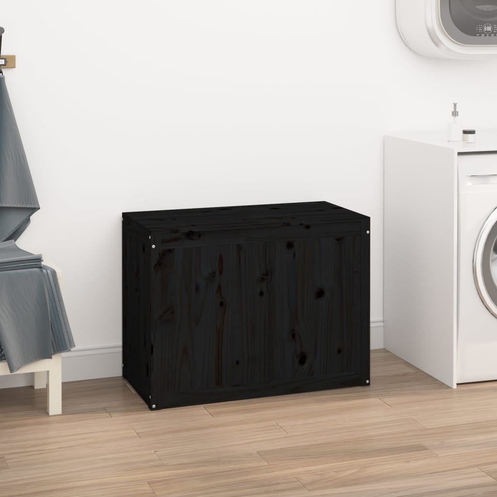 Vidaxl wasmand 88,5x44x66 cm massief groenenhout zwart