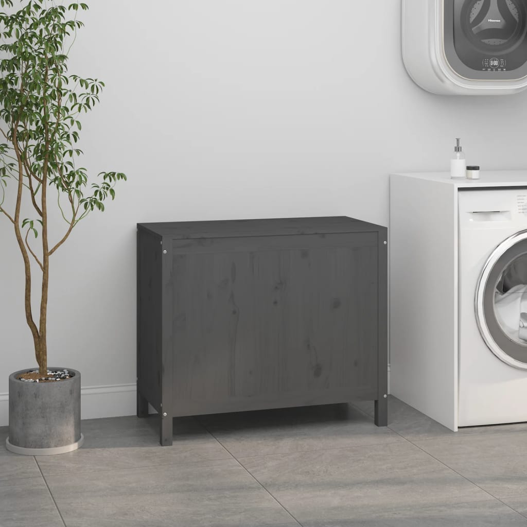 Vidaxl wasmand 88,5x44x76 cm massief groenenhout grijs