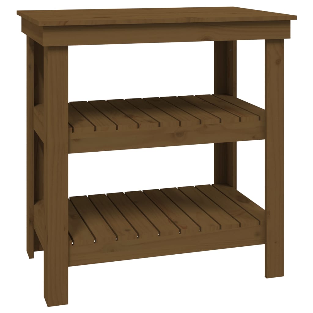 Vidaxl werkbank 78,5x50x80 cm massief groenhout honingbruin