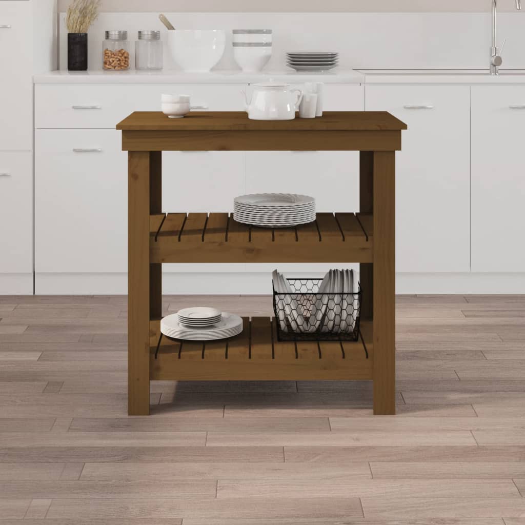 Vidaxl werkbank 78,5x50x80 cm massief groenhout honingbruin