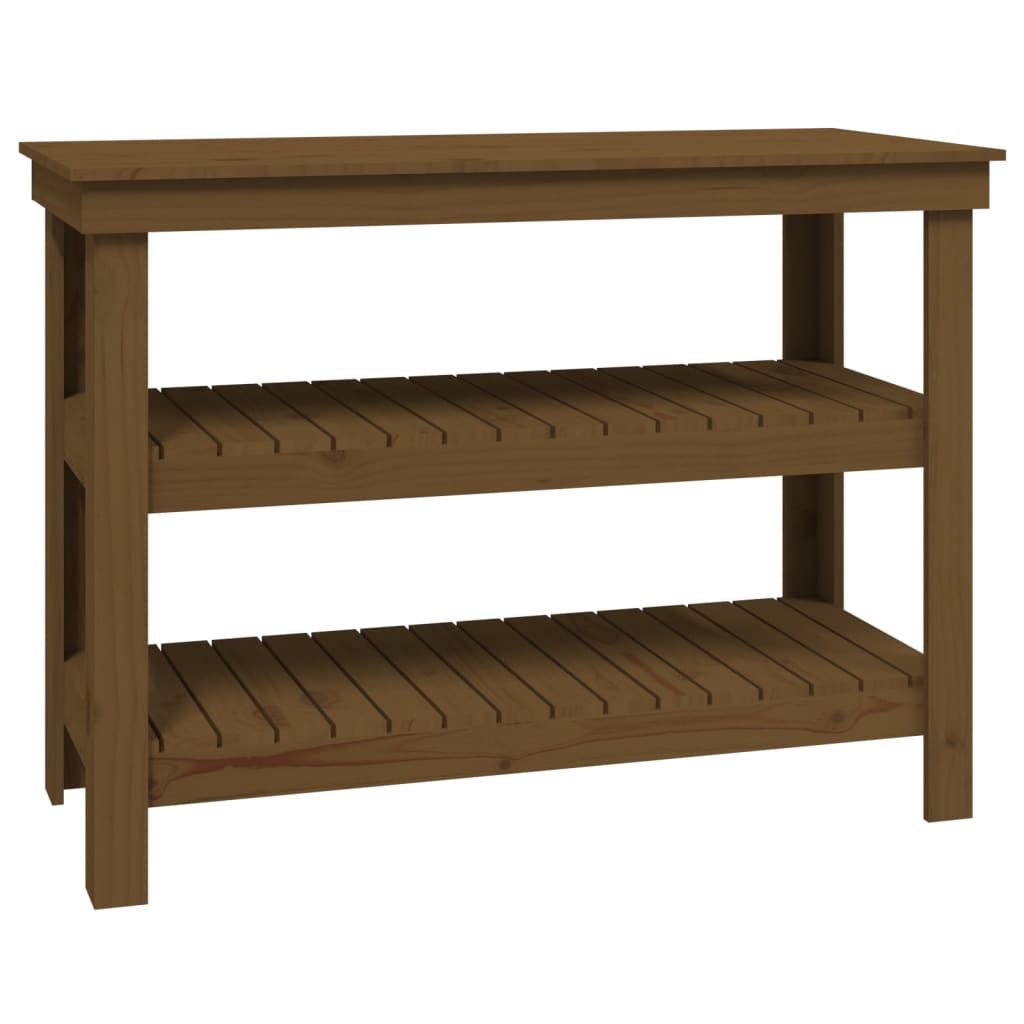 Vidaxl werkbank 110,5x50x80 cm massief groenhout honingbruin