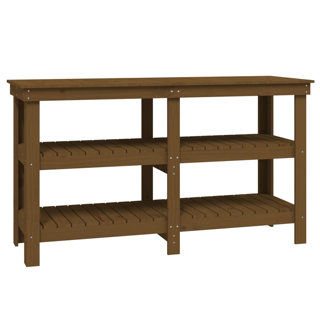 Vidaxl werkbank 142,5x50x80 cm massief groenhout honingbruin