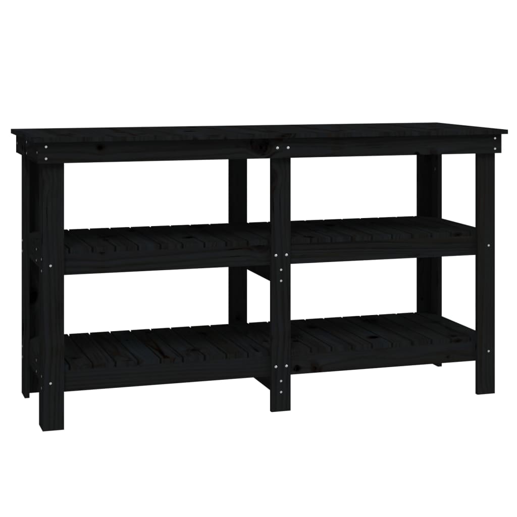 Vidaxl werkbank 142,5x50x80 cm massief groenenhout zwart