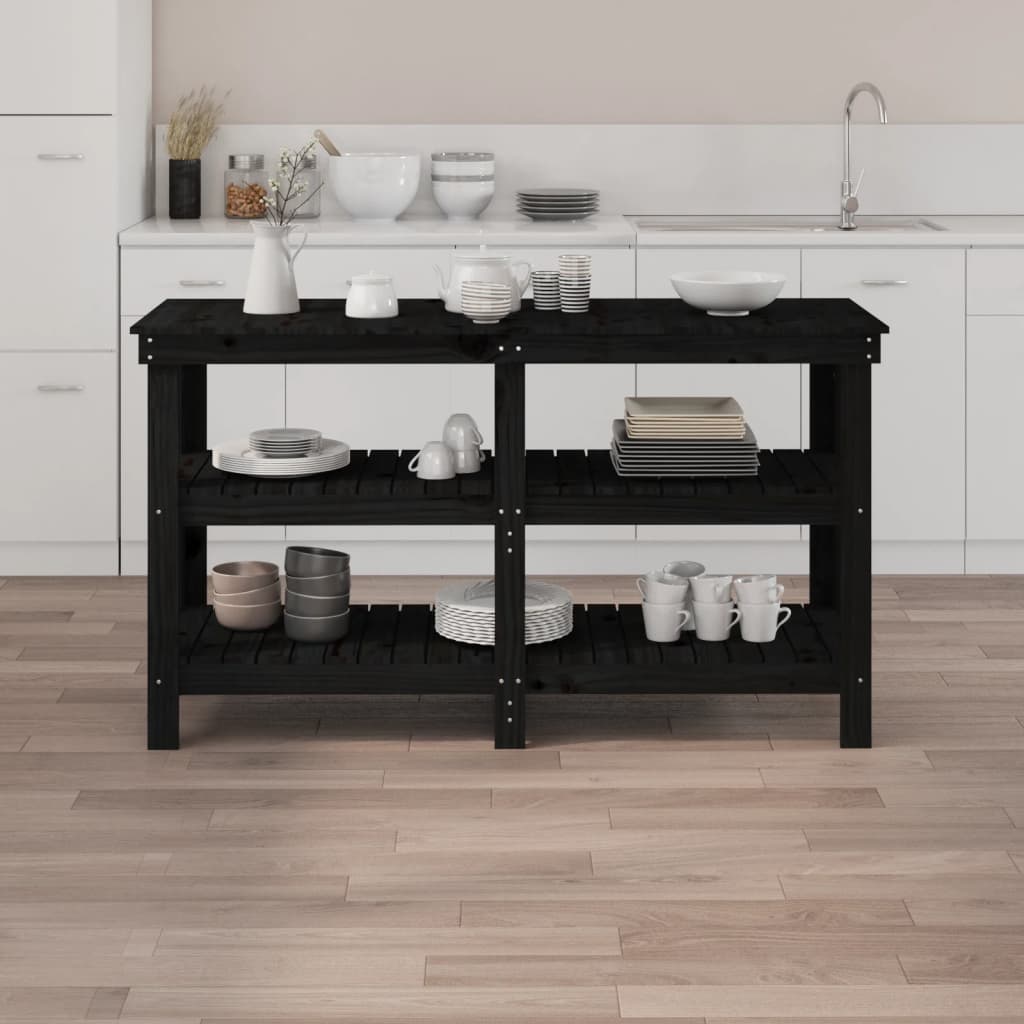 Vidaxl werkbank 142,5x50x80 cm massief groenenhout zwart