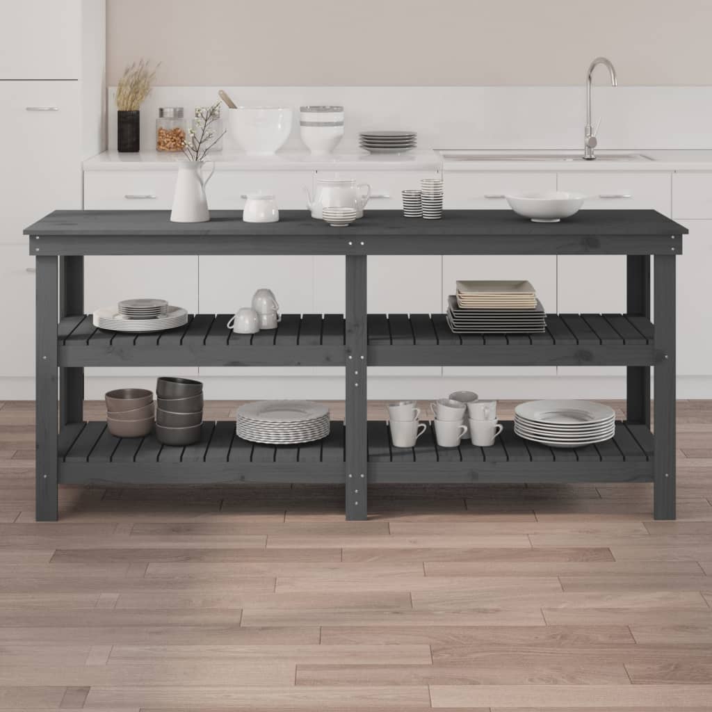 Vidaxl werkbank 181x50x80 cm massief groenenhout grijs