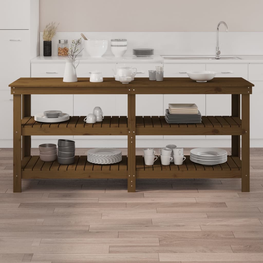 Vidaxl werkbank 181x50x80 cm massief groenhout honingbruin