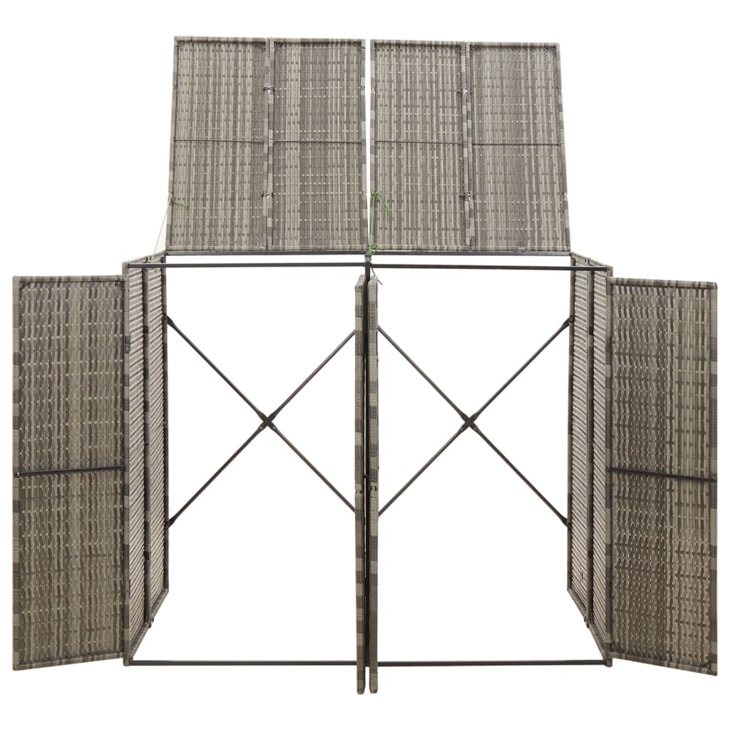 VidaXL Containerberging dubbel 140x80x117 cm poly rotan grijs