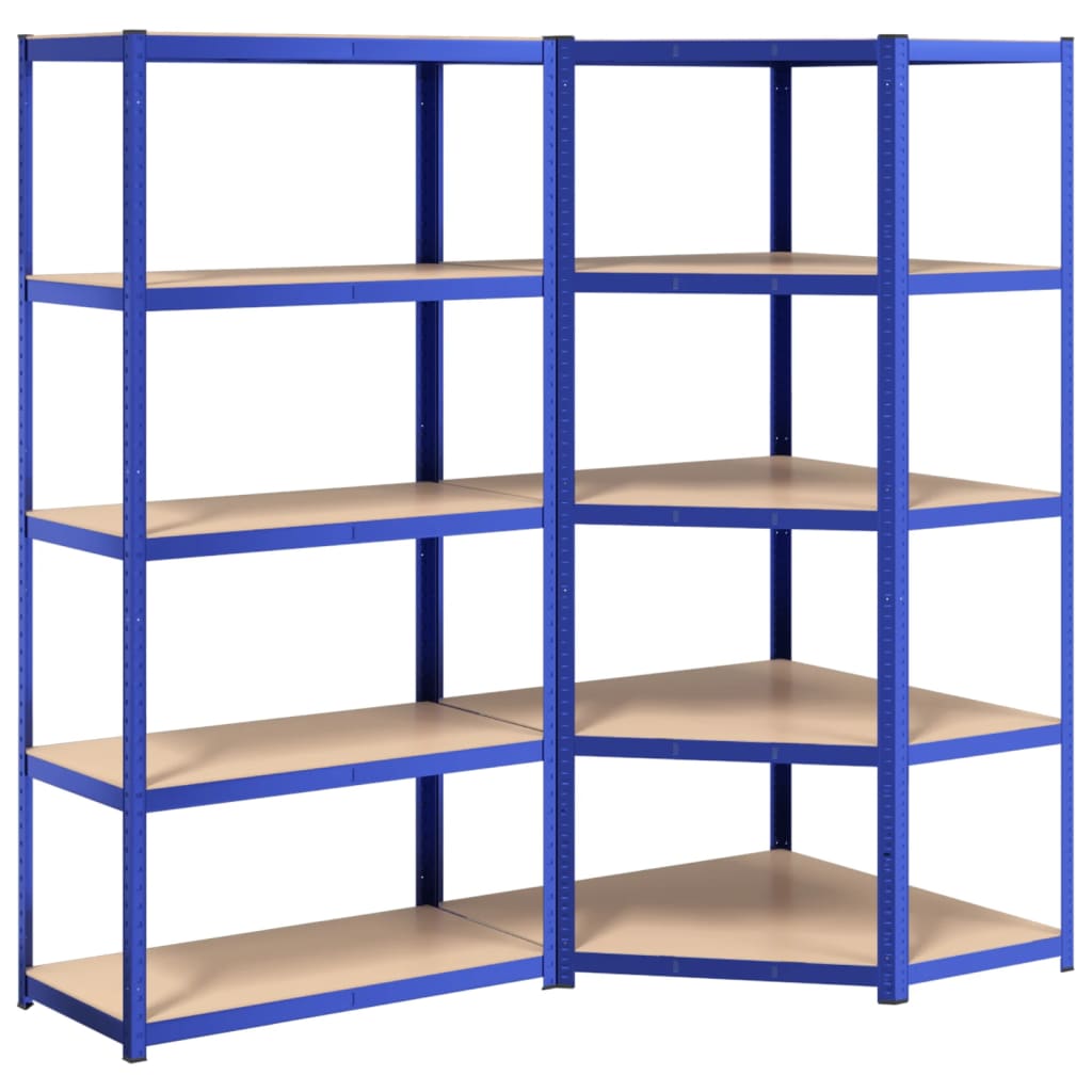 VidaXL Opbergrek 5-laags 2 st staal bewerkt hout blauw