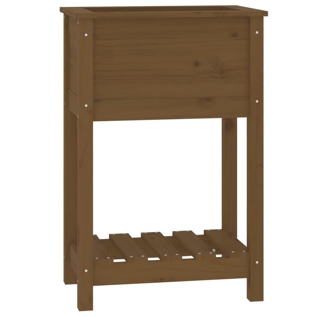 Vidaxl plantenbak met schap 54x34,5x81 cm groenhout honingbruin