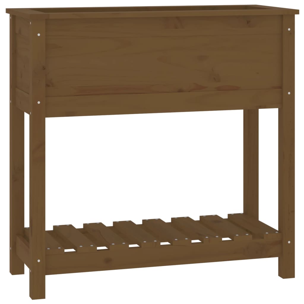 Vidaxl plantenbak met schap 82,5x34,5x81 cm groenhout honingbruin