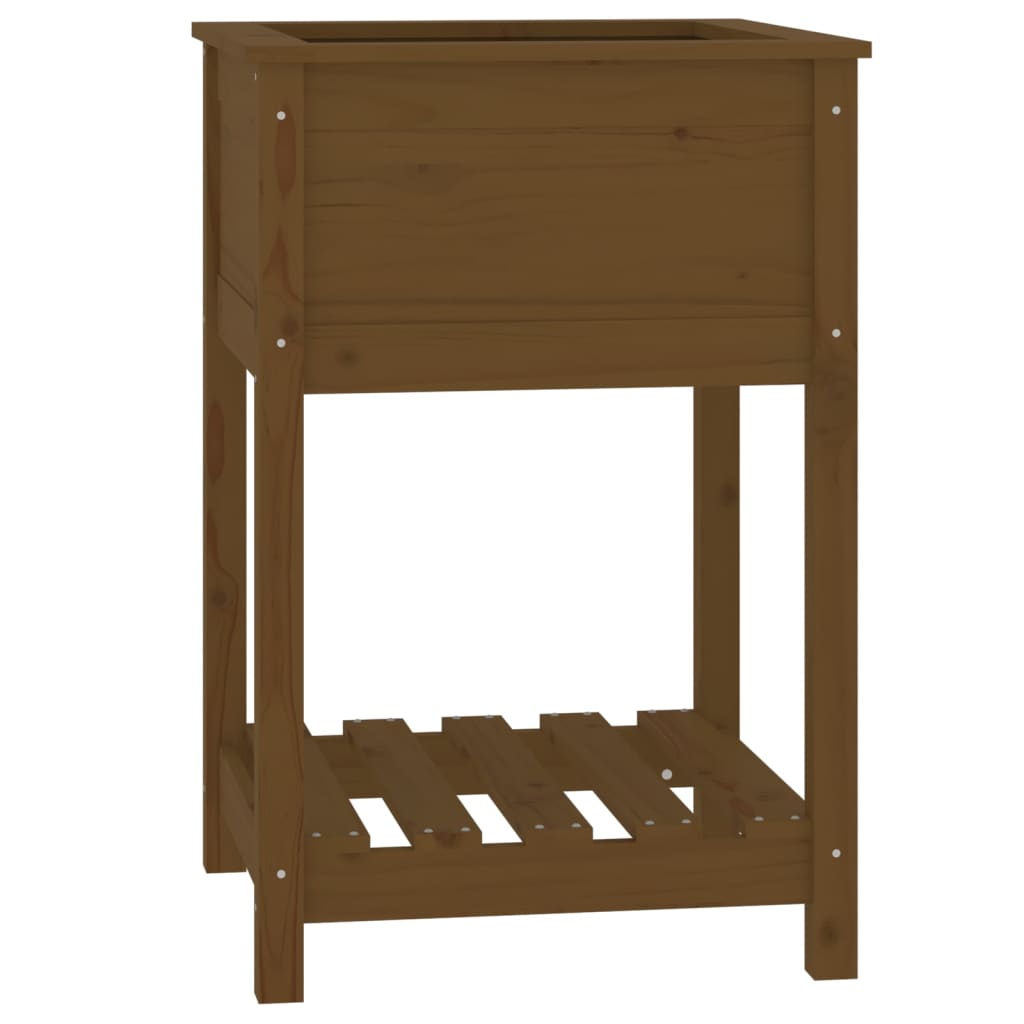 Vidaxl plantenbak met schap 54x54x81 cm groenhout honingbruin