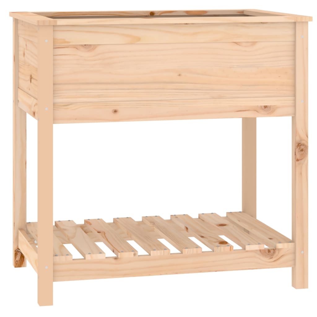 Vidaxl plantenbak met schap 82,5x54x81 cm massief groenhout