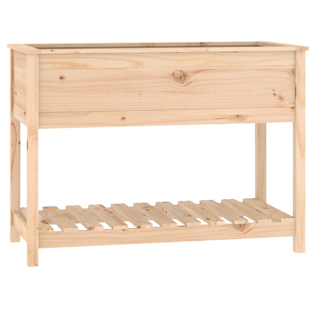 Vidaxl plantenbak met schap 111,5x54x81 cm massief groenenhout