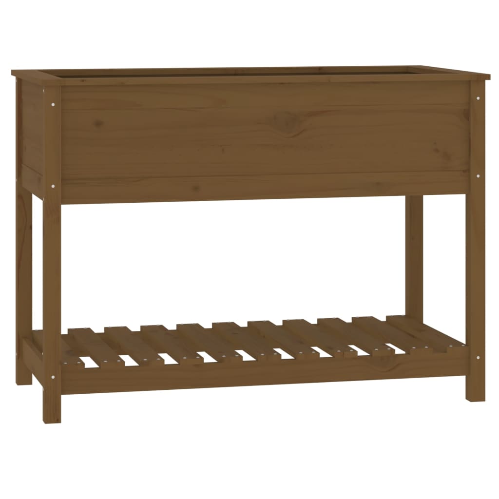 VidaXL Plantenbak met schap 111,5x54x81 cm groenenhout honingbruin
