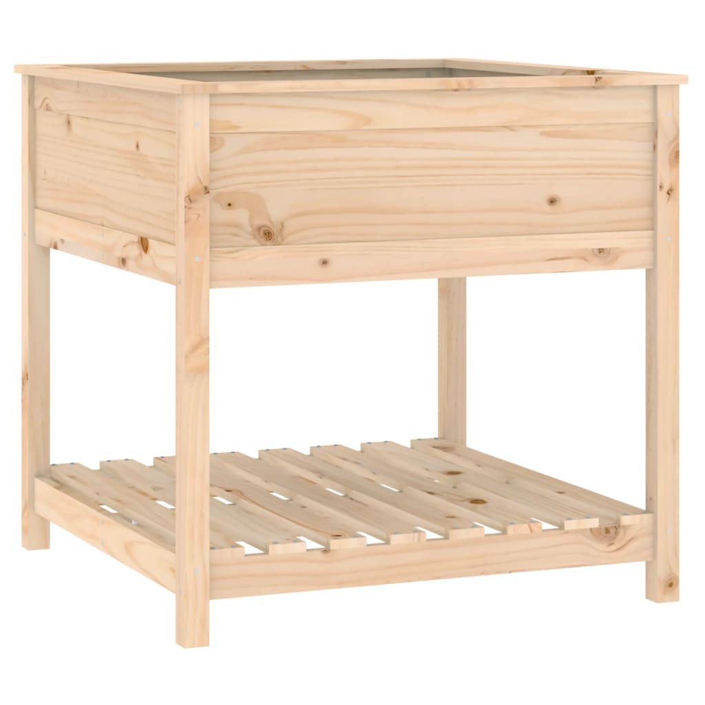 Vidaxl plantenbak met schap 82,5x82,5x81 cm massief groenhout