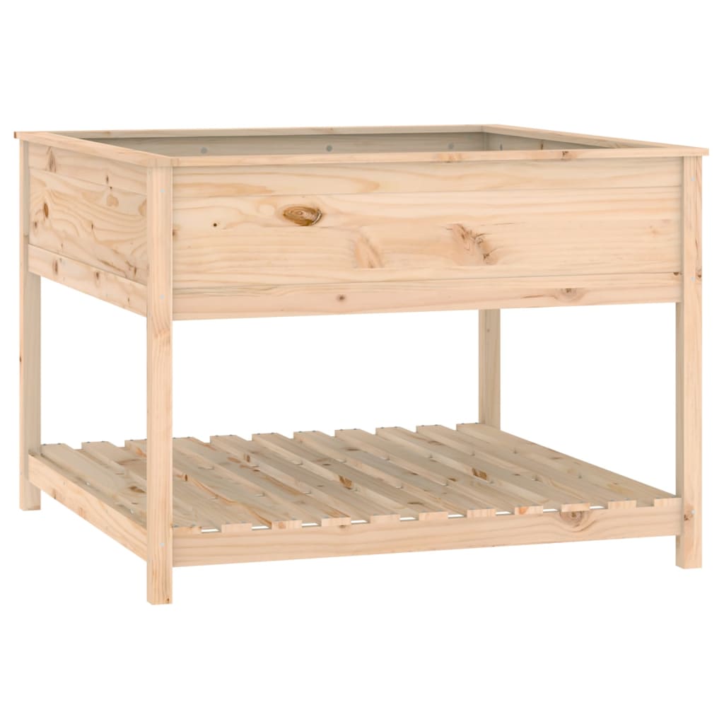 Vidaxl plantenbak met schap 111,5x111,5x81 cm massief groenenhout