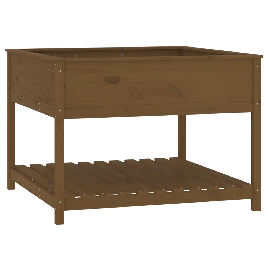 Vidaxl plantenbak met schap 111,5x111,5x81 cm groenhout honingbruin