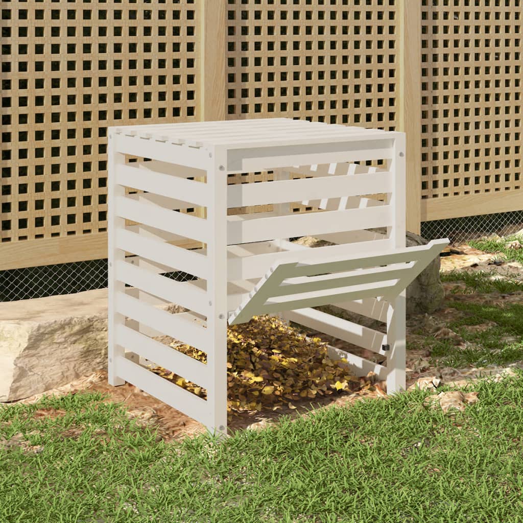 Vidaxl compostbak 63,5x63,5x77,5 cm massief groenhout wit