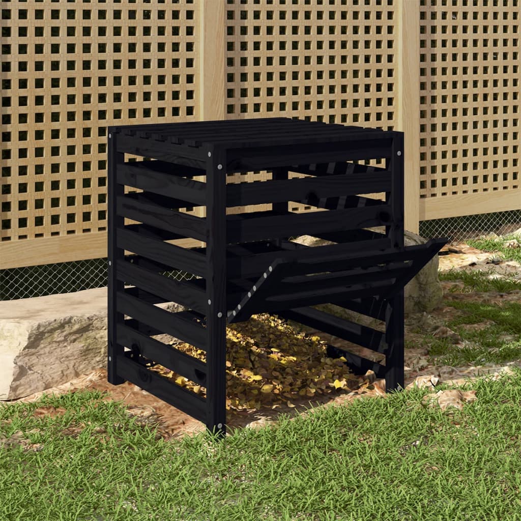 Vidaxl compostbak 63,5x63,5x77,5 cm massief groenenhout zwart