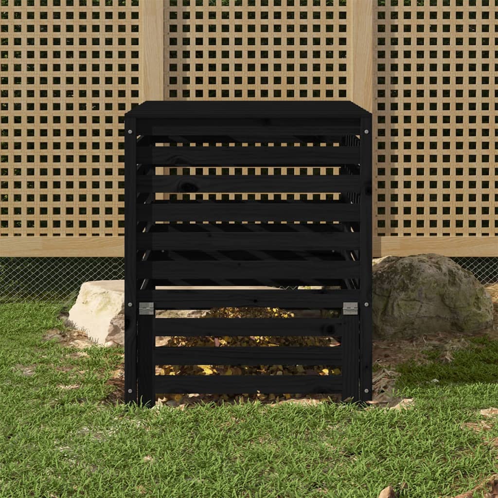 Vidaxl compostbak 82,5x82,5x99,5 cm massief groenenhout zwart