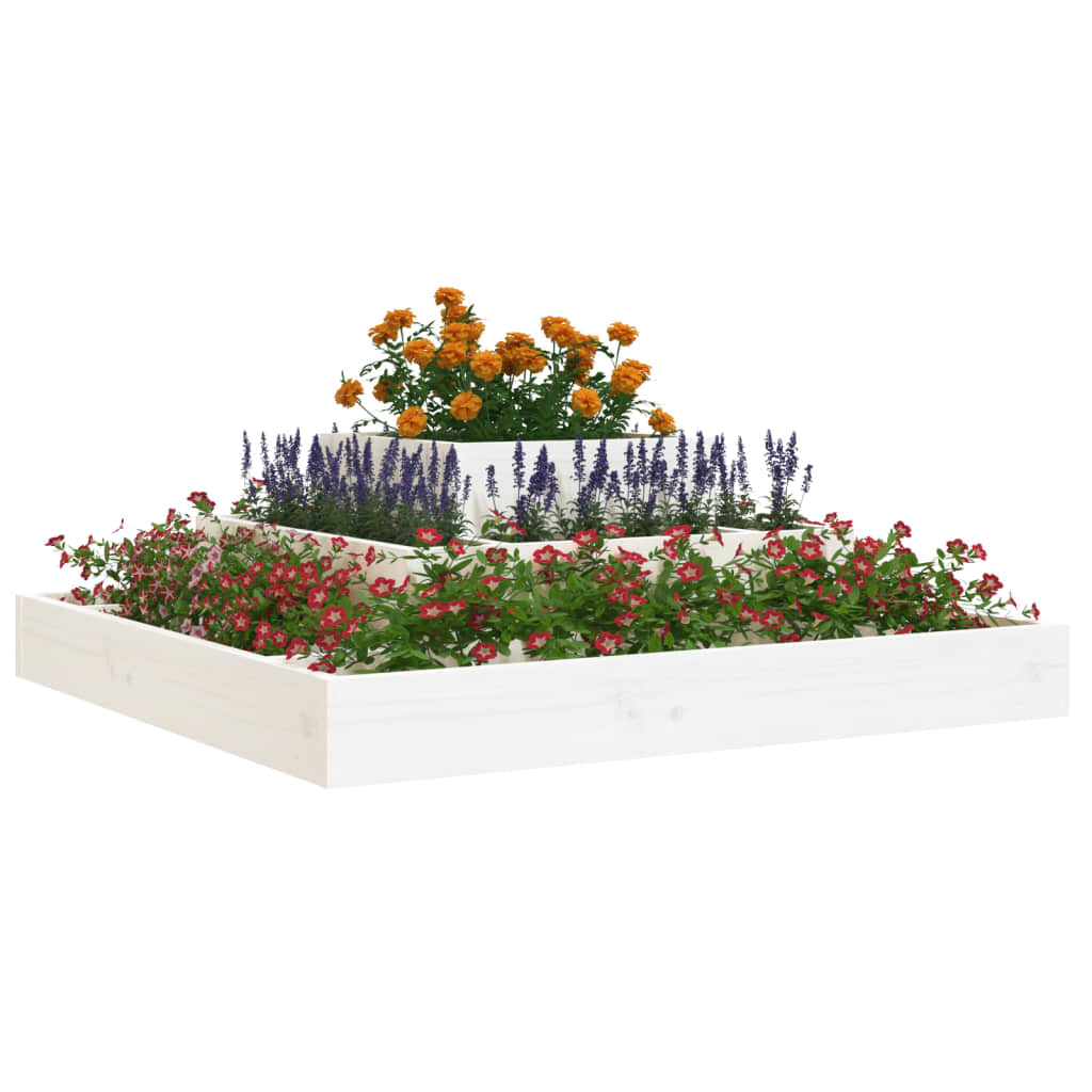 Vidaxl plantenbak 80x80x27 cm massief groenhout wit