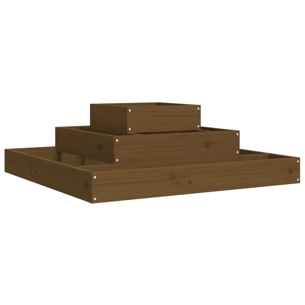 Vidaxl plantenbak 80x80x27 cm massief groenhout honingbruin
