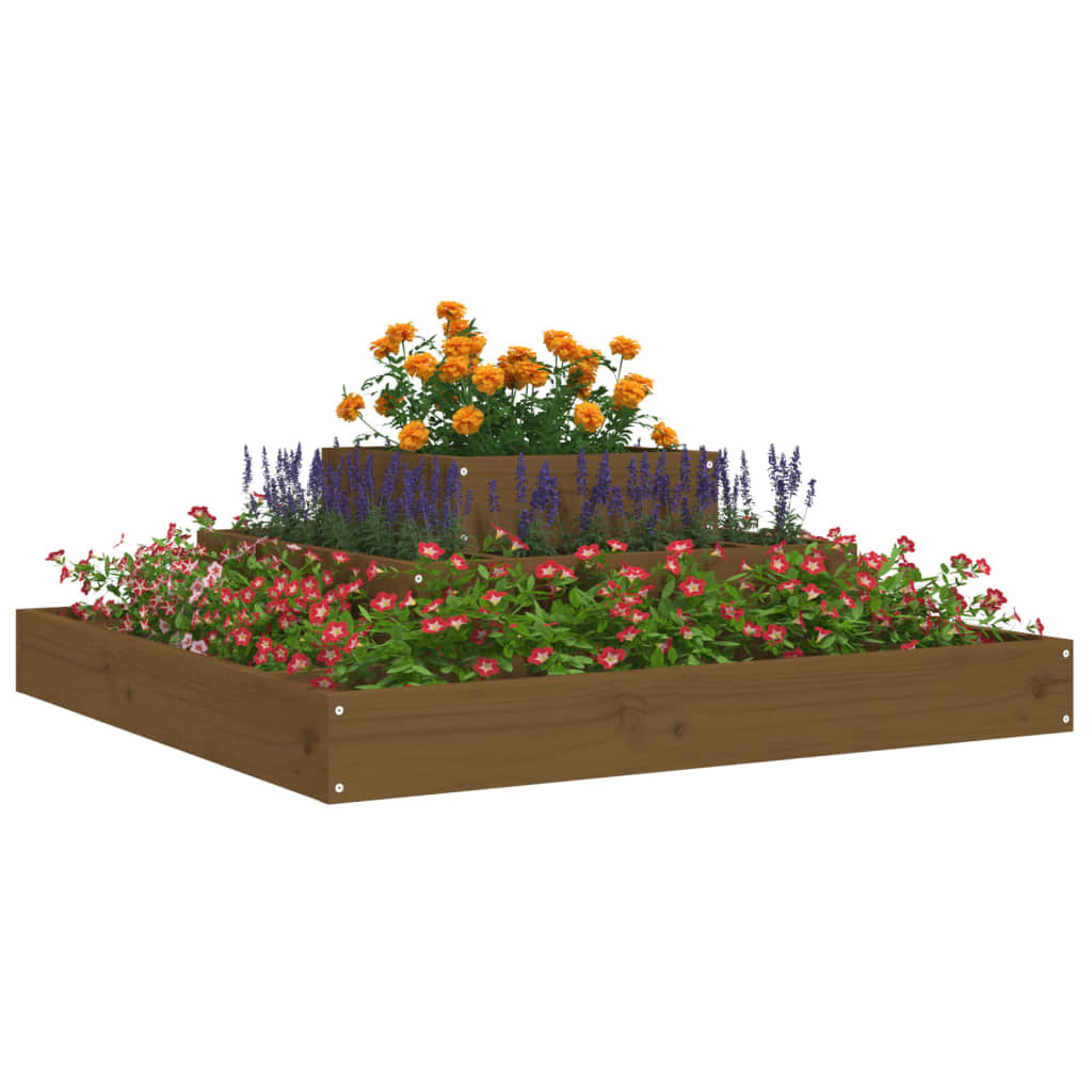 Vidaxl plantenbak 80x80x27 cm massief groenhout honingbruin